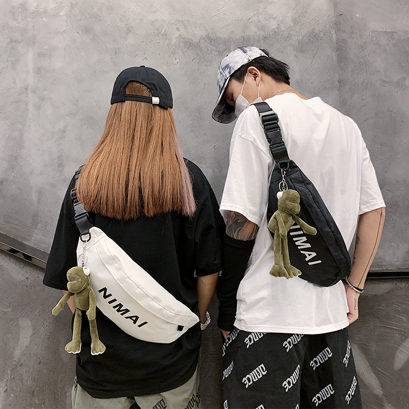 潮牌ins休闲运动小背包女斜挎包 尼麦男士包袋
