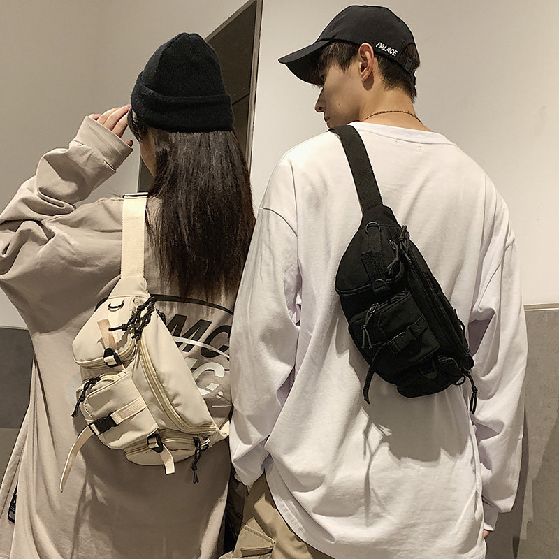 潮牌男士百搭工装简约ins女胸包 尼麦男士包袋