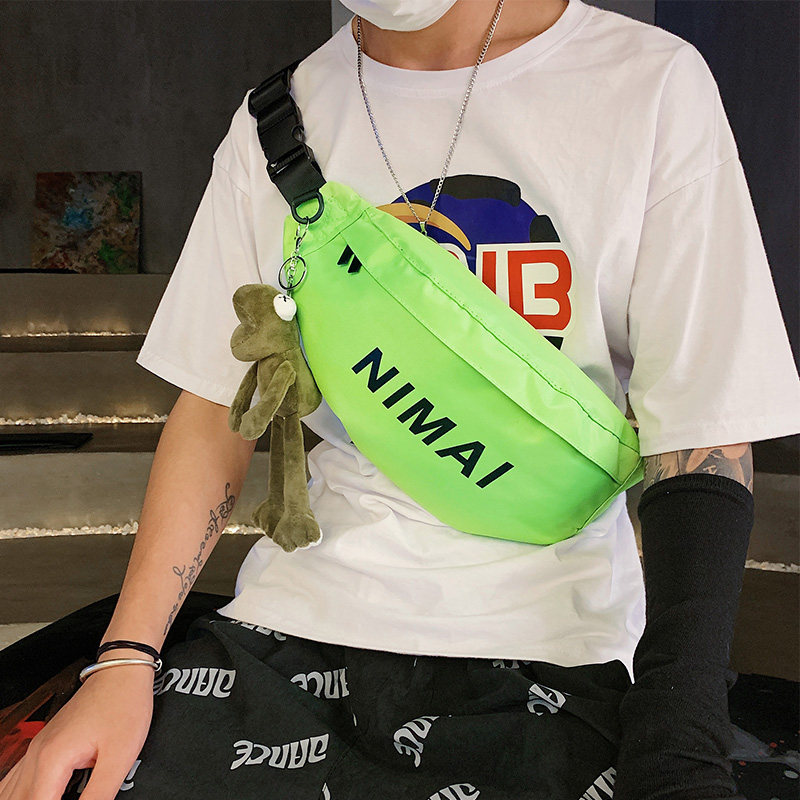 潮牌ins休闲运动小背包女斜挎包 尼麦男士包袋