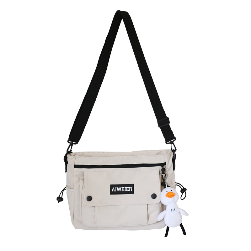 日系潮牌ins超火帆布包休闲斜挎包 尼麦男士包袋