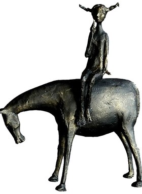 现代新中式复古文艺术铸铁雕塑人马装饰摆件样板间书房办公室陈设