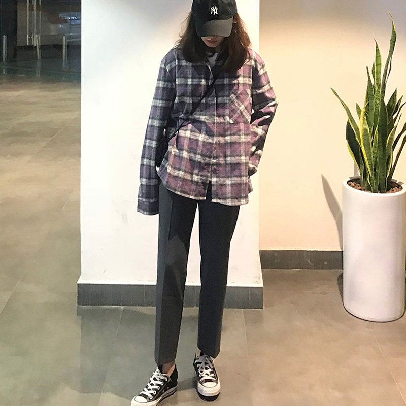 春秋垂感宽松直筒休闲黑色烟管西装裤H女夏显瘦百搭小脚九分哈伦