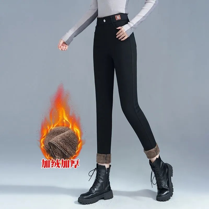 加绒裤子女秋冬款2024新款加厚长裤棉裤外M穿爆款打底裤紧身裤显