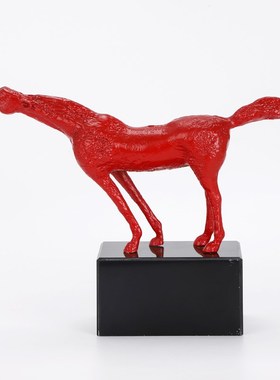 现代轻奢金属动物马摆件客厅玄关电视柜样板房新中式家居软装饰品