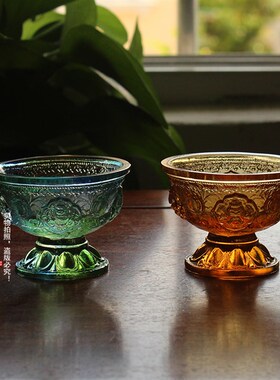 半手工古法琉璃八吉祥供水杯供佛杯圣水杯佛贡杯家居用品大中小号