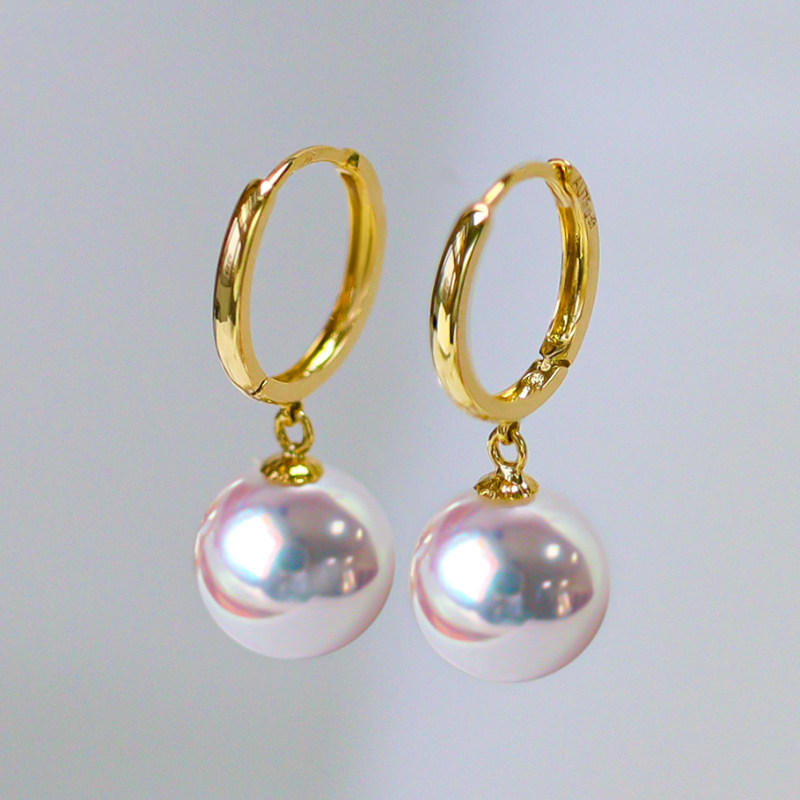 日本Akoya海水天然珍珠耳环刘亦菲同款耳扣18K黄金强光正圆耳饰女,淘宝优惠券,粉丝福利购,淘宝优惠卷