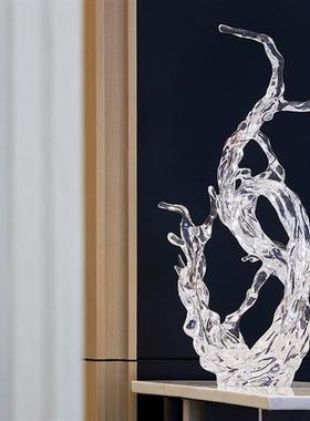 现代酒店售楼大厅创意浪花雕塑透明树脂摆件别墅样板房软装艺术品