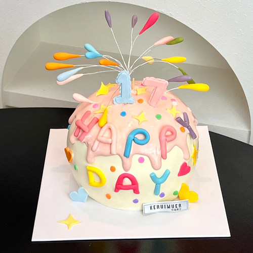 韩系ins风火花蛋糕装饰软胶插件数字英文刻字切模礼花甜品装扮 - 图1