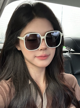 网红韩版白色偏光太阳镜大脸显瘦