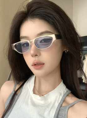 欧美辣妹风复古蓝色Y2K猫眼墨镜
