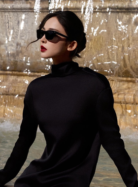 娜扎同款复古黑色方框高级感墨镜