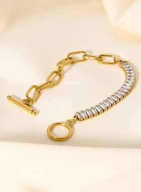 欧美Ins风夸张链条锆石手链