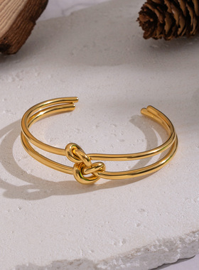 欧美几何扭结不锈钢手镯