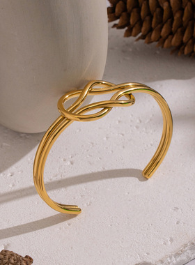 简约几何扭结金色手镯