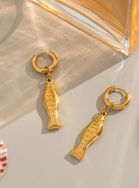 简约幸运小鱼耳饰项链套装