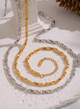 小众个性不锈钢几何毛衣链