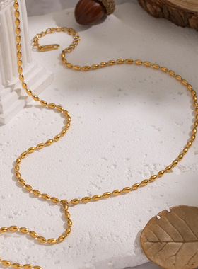 跨境椭圆珠Y字链项链0