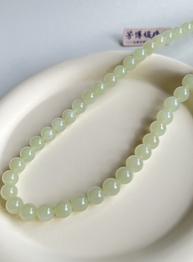 C038天然正宗和田玉冰晴水卡8mm女神链单圈项链 时尚百搭经典玉链