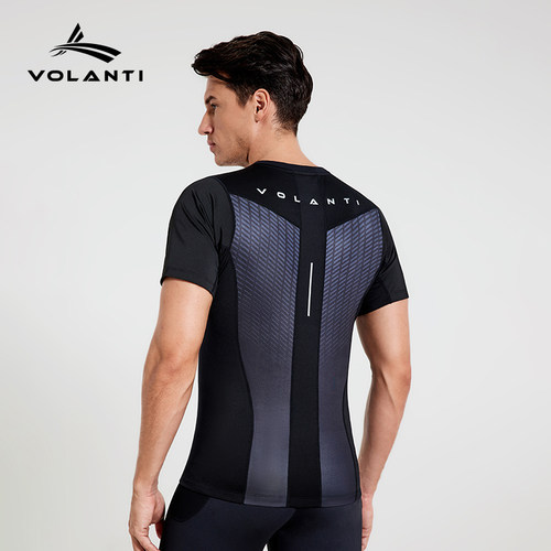 沃兰迪PowerMax紧身运动短袖T恤 跑步健身马拉松高弹紧身透气速干 - 图1