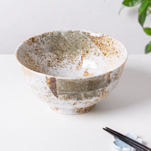 小鹿田烧日本进口陶瓷17cm面碗日式吃饭大汤碗家用拉面碗复古餐具 - 图0