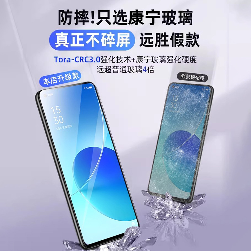 适用oppo钢化膜opporeno6/7手机膜reno5/8/4se全屏a72/a93/a36/a2贴reno13/14膜k9x/k10K7xk11高r17清findx8s-图0