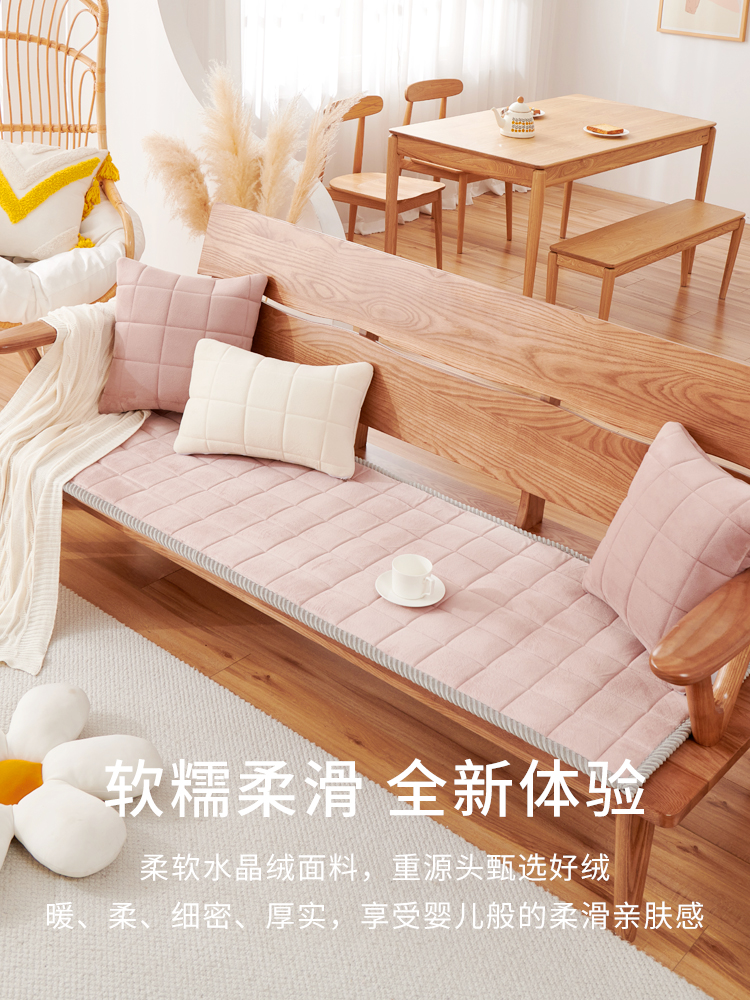 冬季新中式沙发垫加厚毛绒坐垫子防滑红实木沙发垫子现代简约冬款 - 图0