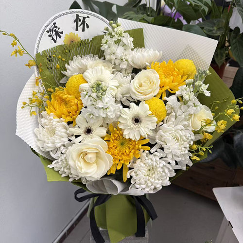 北京上海杭州菊花白菊清明节祭祀悼念花束天津广州扫墓鲜花花篮 - 图1