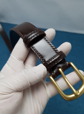 皮带腰带英国JE脊背马缰革3.0宽3.5手工制作铜扣头层牛皮手工制作
