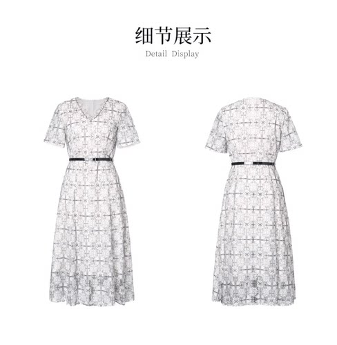 现货 音影儿2025年夏季新款珂家同款气质蕾丝印花连衣裙KF08617V0 - 图2