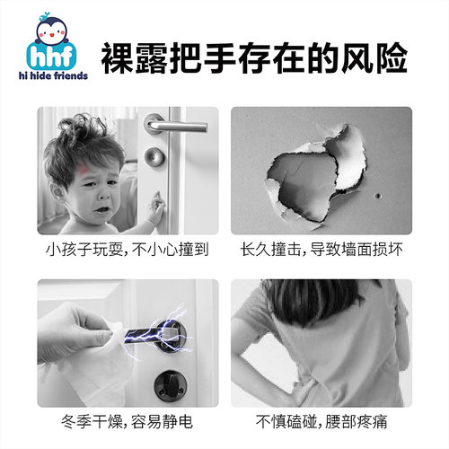 门把手保护套硅胶静音防磕碰撞家用防盗门宝宝房间拉手卧室防静电 - 图1