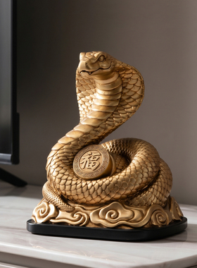 福运灵蛇摆件生肖吉祥物招财客厅电视柜酒柜装饰品个性办公室摆设