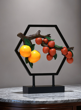 新中式大吉大利荔枝摆件工艺品玄关摆设酒柜装饰品乔迁新居礼物