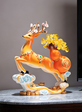 一路发财招财鹿摆件开业乔迁礼