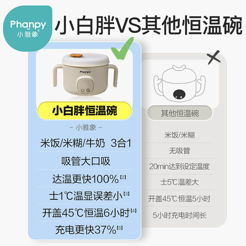 小雅象宝宝恒温碗充电加热婴儿辅食餐盘电子保温儿童智能专用饭盒 - 图0