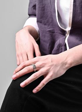 过年打麻将神器可转动戒指复古九字真言男女士指环潮留装饰品