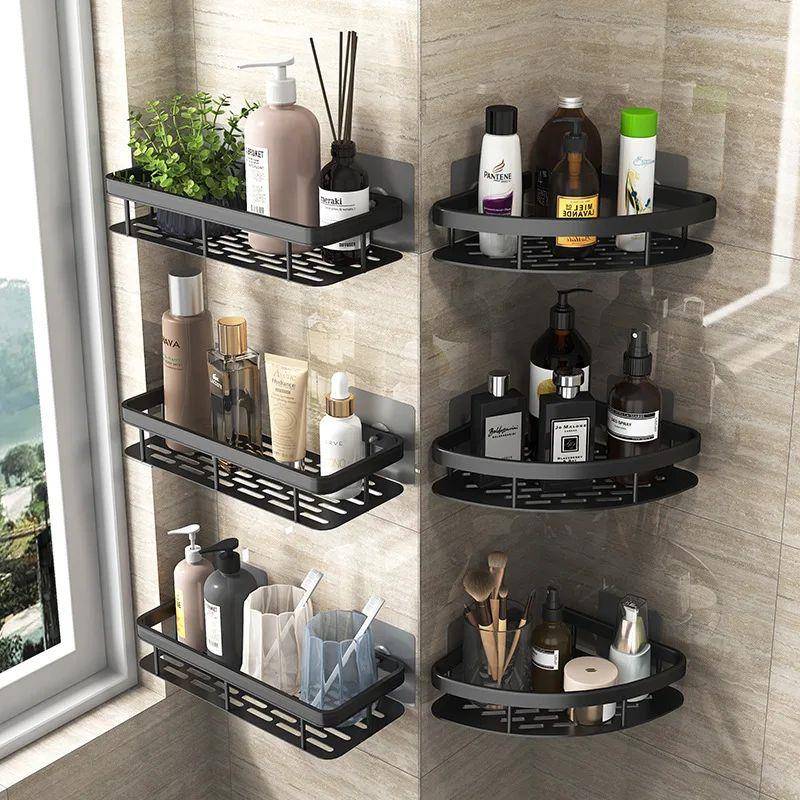 Bathroom Shelf Makeup Storage Organizer Aluminum Alloy Shamp - 图0