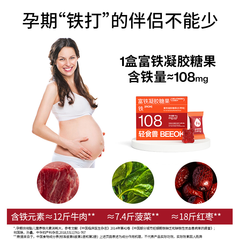 富铁软糖女性哺乳期产后成人孕期孕妇儿童补充铁元素红枣铁剂软糖-图3