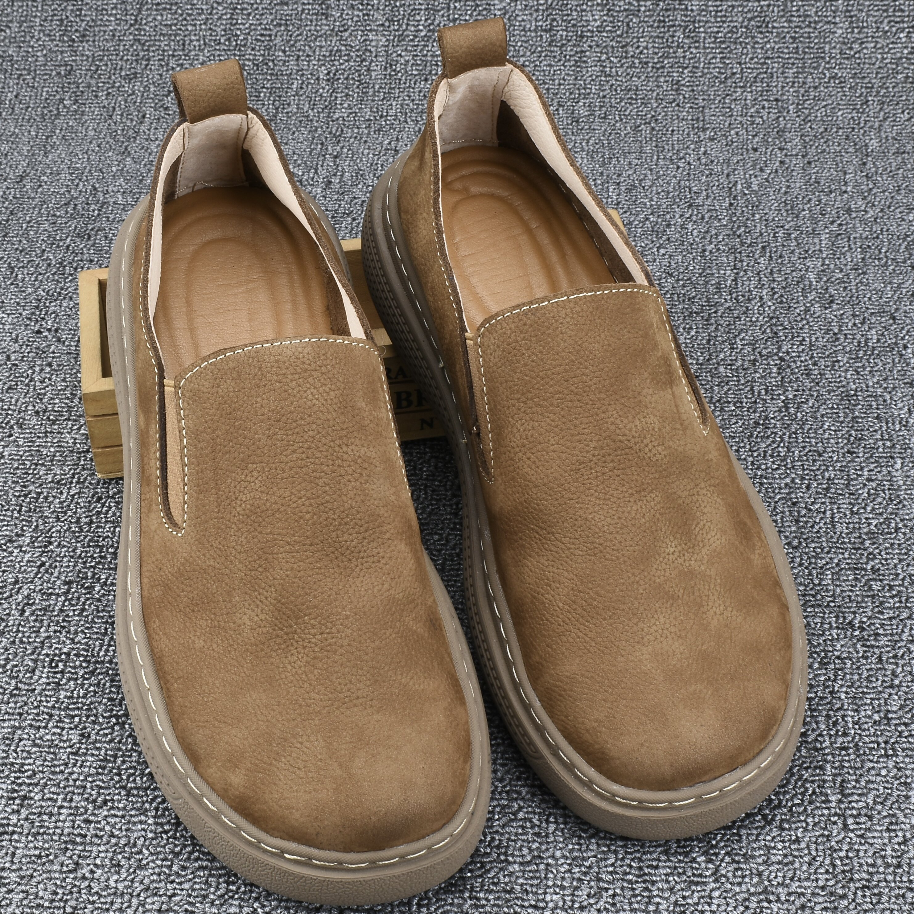 2026春季新款男士一脚蹬懒人鞋真皮透气休闲豆豆鞋乐福鞋男士皮鞋