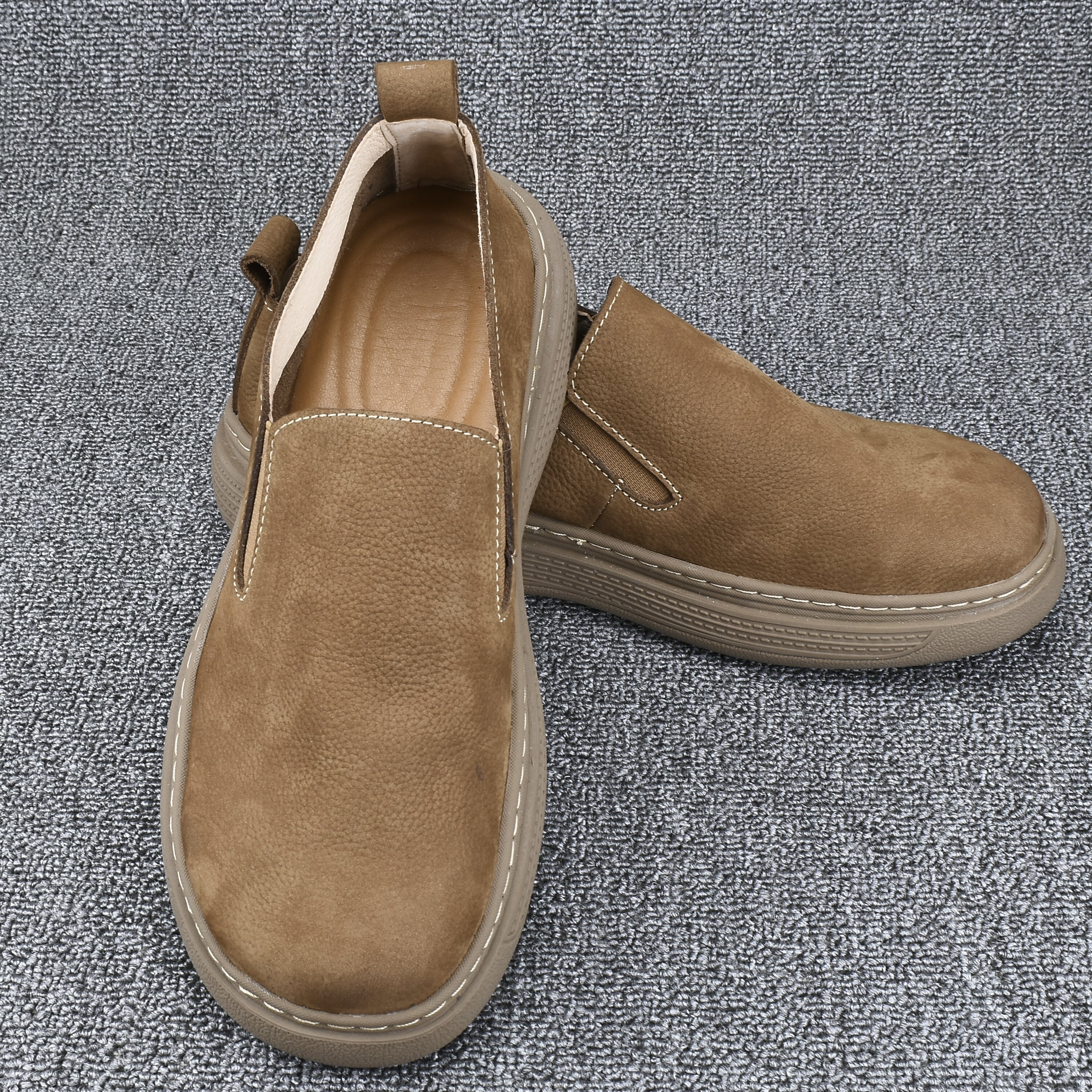 2026春季新款男士一脚蹬懒人鞋真皮透气休闲豆豆鞋乐福鞋男士皮鞋