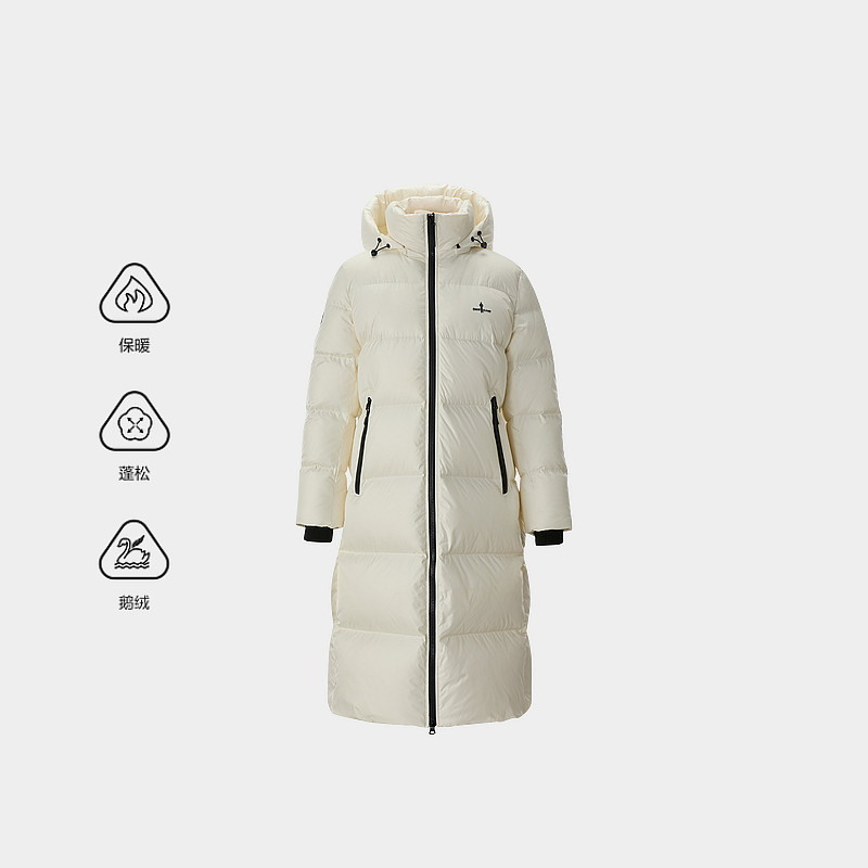 【新疆鹅绒系列】比音勒芬2025冬季新款女士连帽长款面包羽绒服