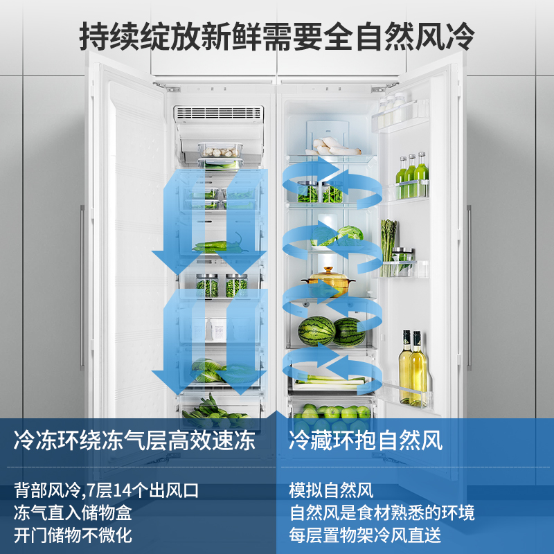 AscoLi全嵌入式冰箱内嵌家用双开门超薄隐藏镶嵌式大容量一体橱柜-图2