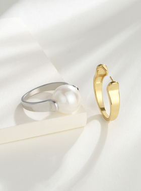 珍珠DIY配件通孔左右扣戒指空托