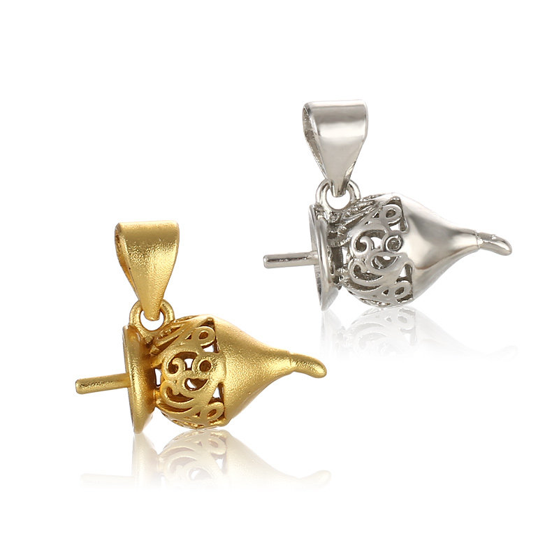 淡水珍珠项链空托diy配件 简约葫芦镶嵌蜜蜡翡翠圆珠针式吊坠扣头,淘宝优惠券,粉丝福利购,淘宝优惠卷