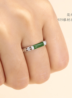 纯银戒指空托镶嵌水晶玉石S925