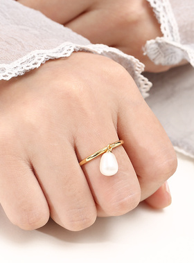 光面简约纯铜镀金镶嵌小米珠戒托