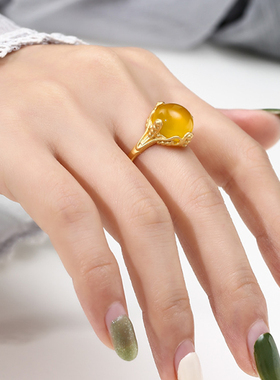 镶嵌绿松石圆形男女戒指空托配件