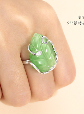 s925琥珀随形活口可调节戒指空托