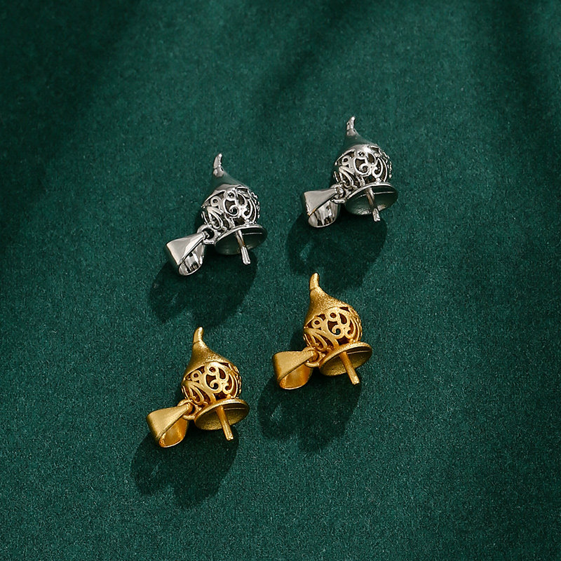 淡水珍珠项链空托diy配件 简约葫芦镶嵌蜜蜡翡翠圆珠针式吊坠扣头,淘宝优惠券,粉丝福利购,淘宝优惠卷