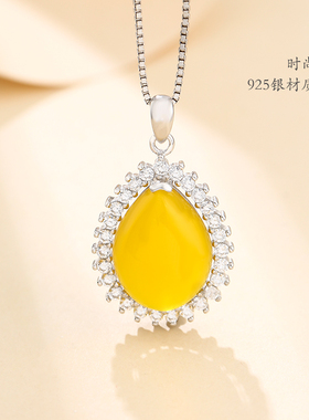 diy纯银高级感手工蜜蜡吊坠空托