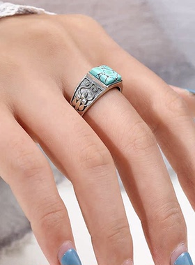 复古霸气方形戒指空托男镶嵌配件